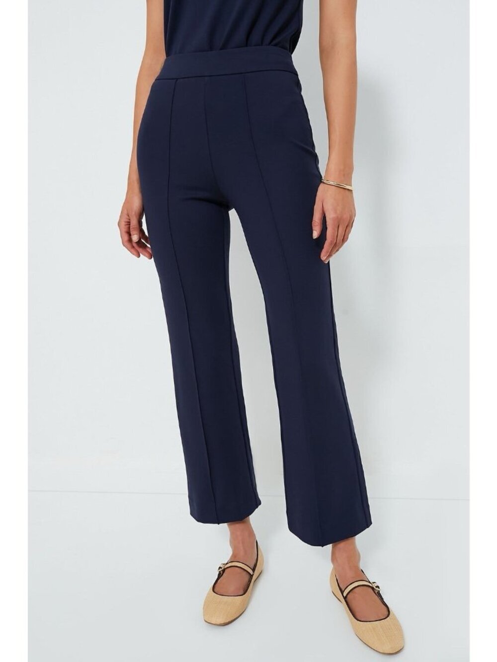 STAUD Knack Pants Navy Blue Size XL Flare Center Seam Trousers Professional